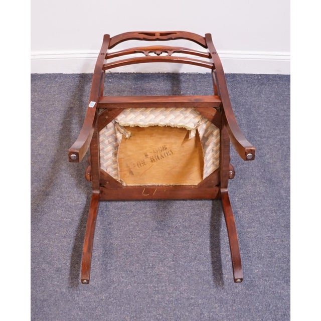 Vintage Antique Solid Mahogany Traditional Duncan Phyfe Style Dining Arm Chair For Sale - Image 9 of 10
