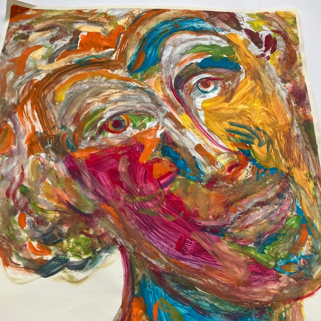 Contemporary Contemporary Original E.J.Hartmann Abstract Portrait Painting Signed For Sale - Image 3 of 5