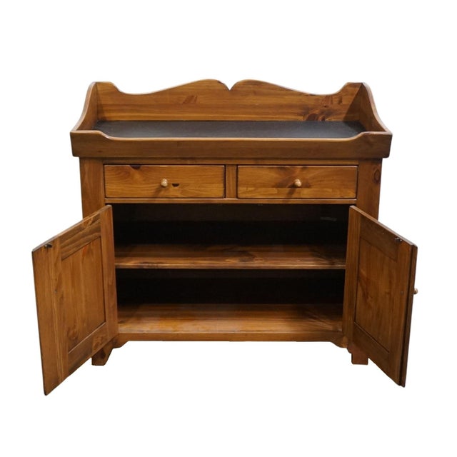 Late 20th Century Ethan Allen Country Craftsman Solid Pine Rustic Early American 32" Dry Sink Cabinet 19-6325 For Sale - Image 5 of 13