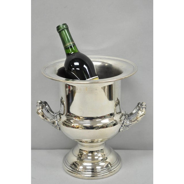 Vintage Victorian Silver Plated Trophy Cup Urn Champagne Chiller Bar Ice Bucket. Circa Mid 20th Century. Measurements: 10"...