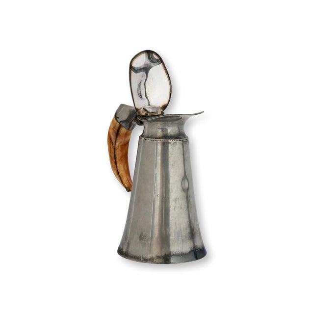 Antique English Silverplate Ale Pitcher W/Stag Horn Handle For Sale - Image 4 of 7