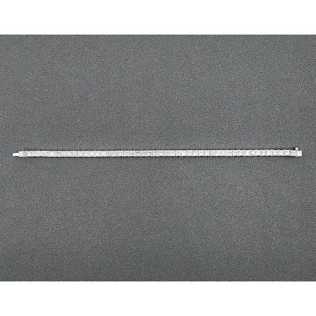 Metal 10.11 Ct Princess Cut Diamond Tennis Bracelet For Sale - Image 7 of 8