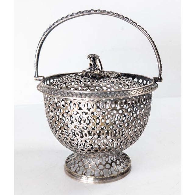20th Century Silverplate Reticulated Openwork Decorative Basket or Candy Dish For Sale - Image 4 of 13