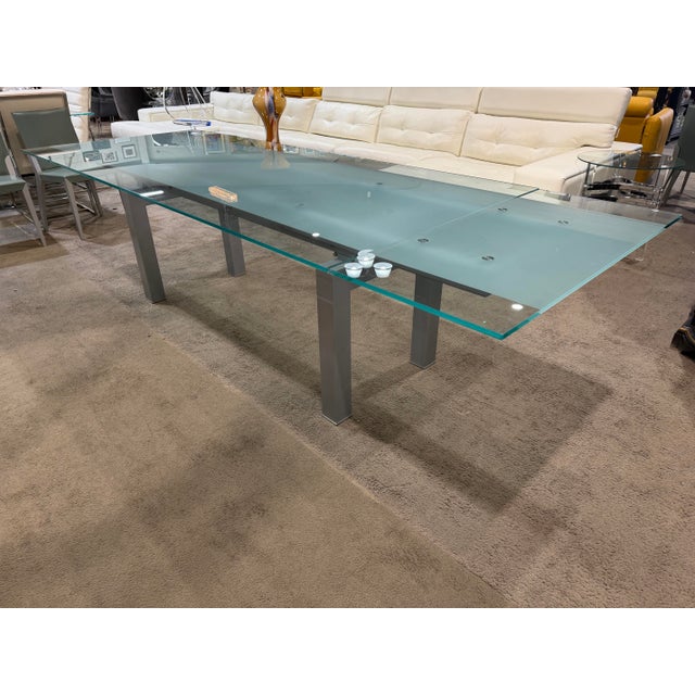 Cattelan Italia Catellan Italia Glass Dining Table With Six Chairs For Sale - Image 4 of 11