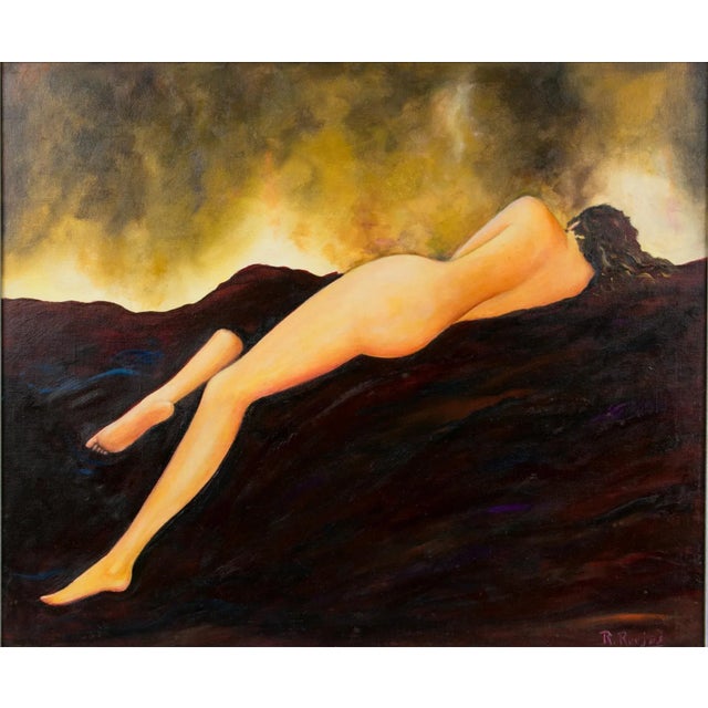 Textile Lying Nude Study Oil Painting by Robert Roujas For Sale - Image 7 of 13