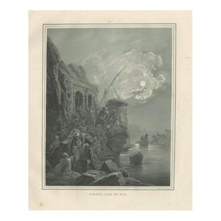 Hyena Hunt on the Nile Moonlight Scene, 1846, Paper For Sale