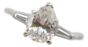 Mid 20th Century Pear Cut Diamond Ring, Size 6.75