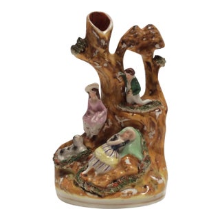 Small Antique Staffordshire Vase with Figures For Sale