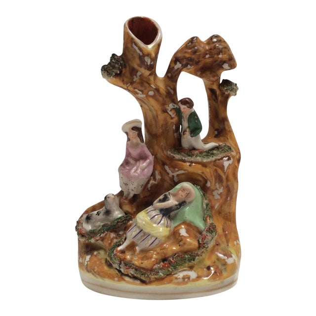 Small Antique Staffordshire Vase with Figures For Sale
