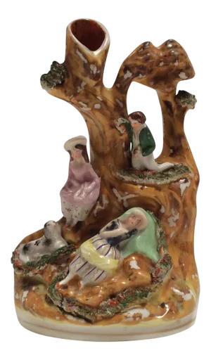 Small Antique Staffordshire Vase with Figures