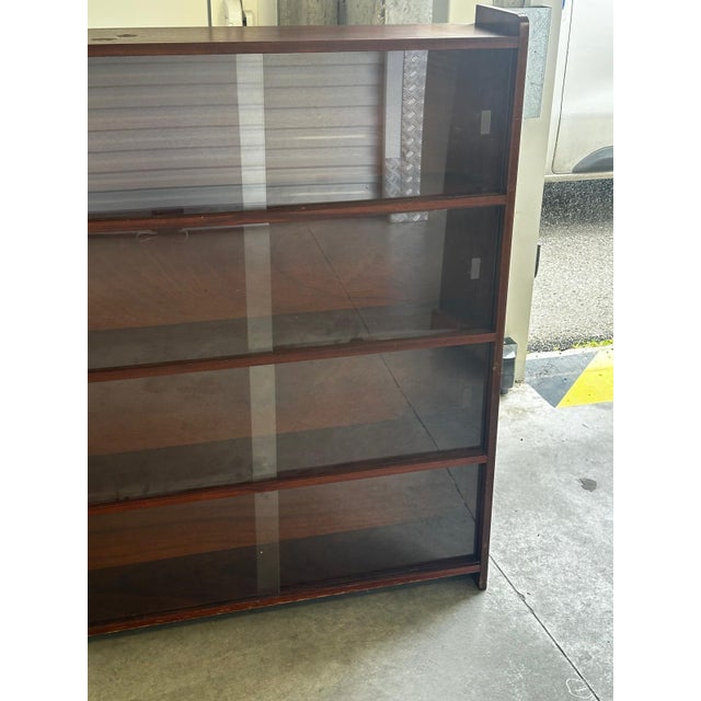 Mid-Century Modern Danish Walnut Bookcase with Sliding Glass Doors, 1950s For Sale - Image 4 of 15