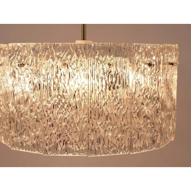 Mid-Century Brass and Textured Glass Ceiling Lamp attributed to J. T. Kalmar for Kalmar, 1960s For Sale - Image 12 of 13