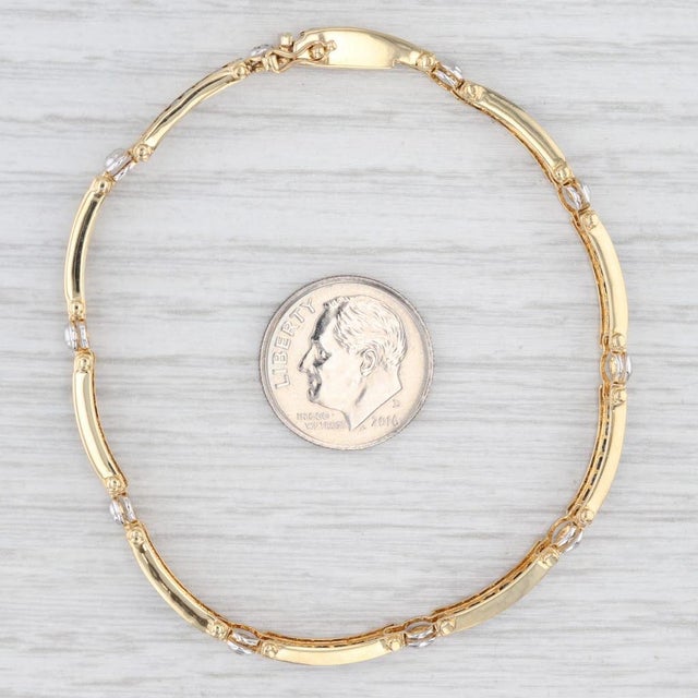 2010s 2.60ctw Blue Sapphire Diamond Bar Link Tennis Bracelet 18k Yellow Gold 6.75" For Sale - Image 5 of 8