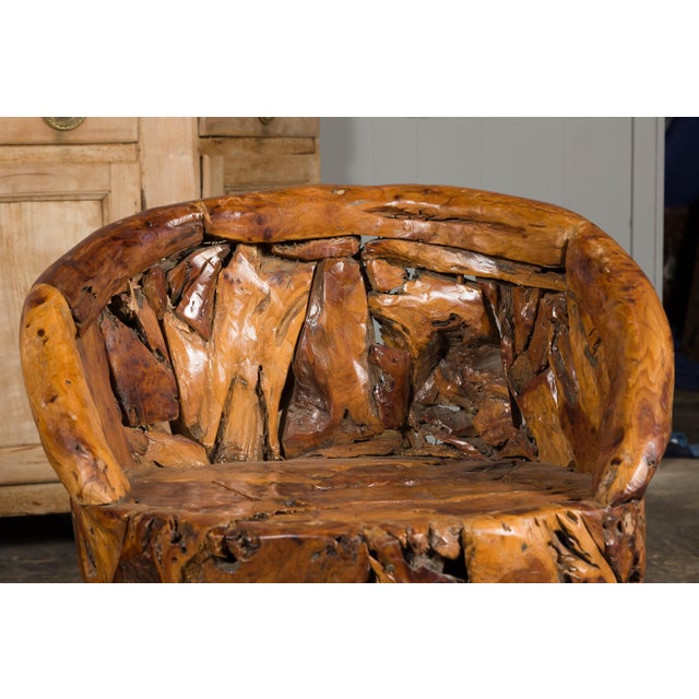 Rustic Vintage Pair of Root Wood Armchairs with Wraparound Backs For Sale - Image 12 of 12