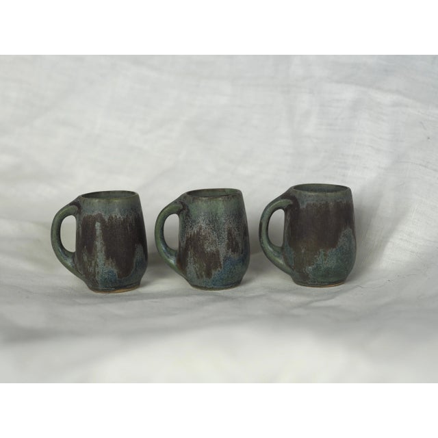 Early 20th French Denbac Miniature Flamed Stoneware Art Nouveau Mugs- Set of 3 For Sale - Image 6 of 8
