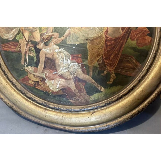 Pair of Late 19th Century Antique Advertising Metal Tin Wall Plaques Celebration of Fall & Bacchus For Sale - Image 6 of 12