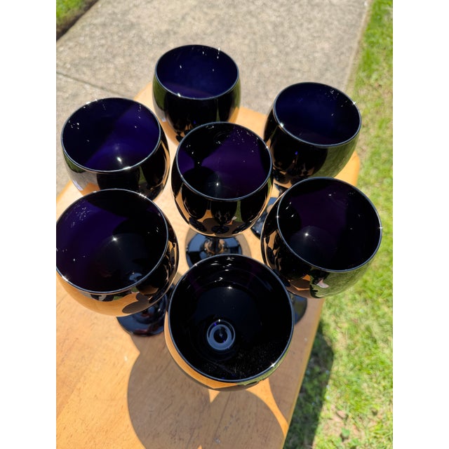 1960s Libby Crystal Black Amethyst Wine Glasses - Set of 8 For Sale - Image 9 of 12