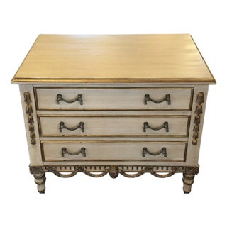 1 of 2 Nancy Corzine Neoclassical Ivory Nightstand Commode Chest of Drawers For Sale