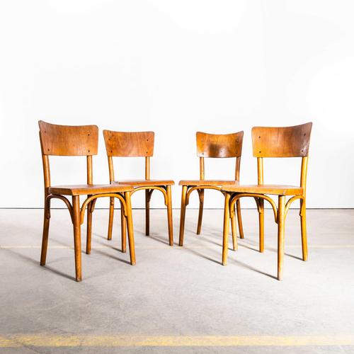 Large Honey Shield Back with Flat Curved-Edged Seat Dining Chairs from Ton, 1940s, Set of 4 For Sale - Image 11 of 11
