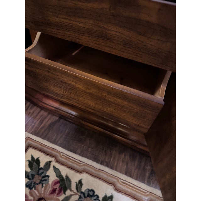 1970s Drexel Touraine II Pecan French Country Lighted China Cabinet For Sale - Image 12 of 12
