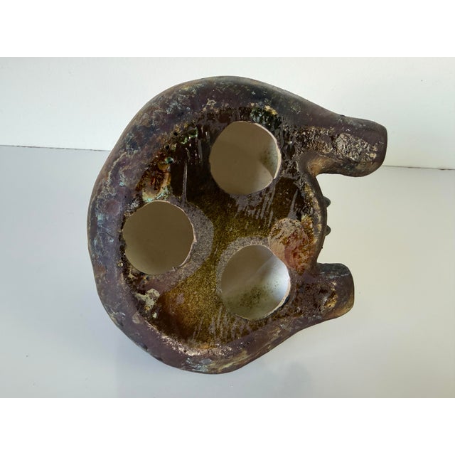 Vintage Tony Evans Studio Art Pottery Raku Bear Sculpture For Sale - Image 11 of 12