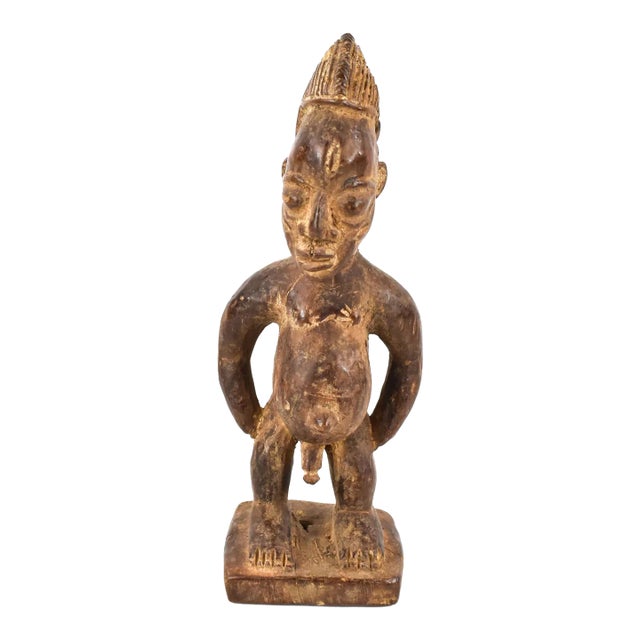 Early 20th Century Yoruba Ibeji Male Miniature Figure 10 Inch Nigeria For Sale