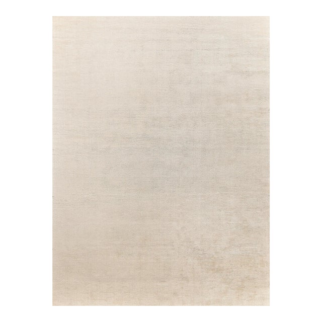 Exquisite Rugs Soft Lines Handmade Bamboo Silk & Banana Silk Light Beige Rug-9'X12' For Sale