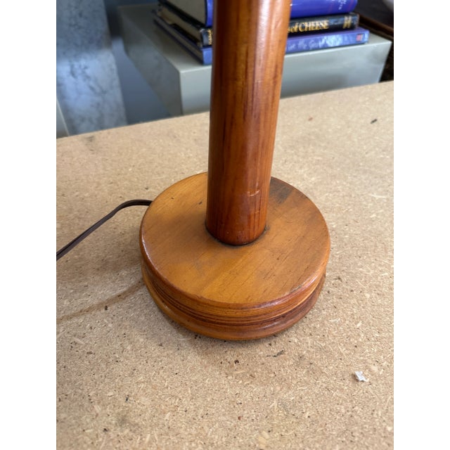 Lightweight Wooden Mid-Century Modern Table Lamp With Shade For Sale - Image 9 of 9