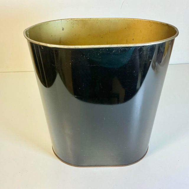Mid-Century Boho Chic Metal Wastebasket. For Sale - Image 10 of 14