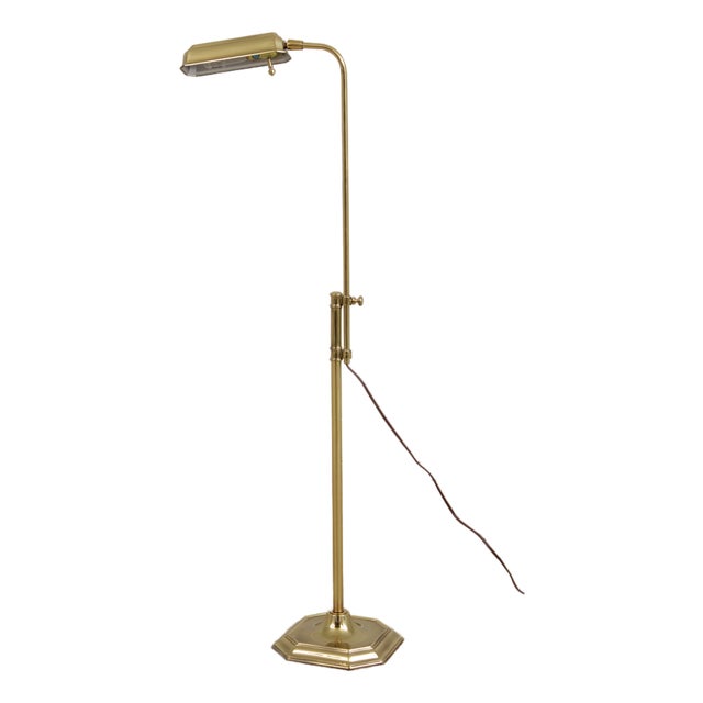 1980s Mid-Century Modern Adjustable Brass Floor Lamp For Sale