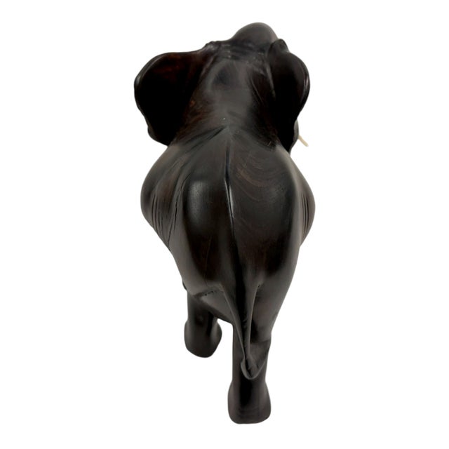 Mid-20th Century Hand-Carved Solid Ebony African Elephant Sculpture For Sale - Image 4 of 4
