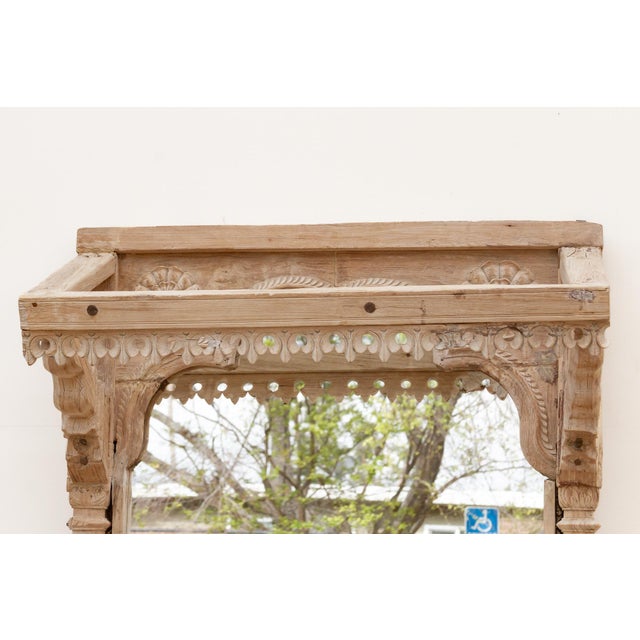 19th Century One-of-a-Kind Sun-Bleached Teak Arch Mirror For Sale - Image 5 of 10