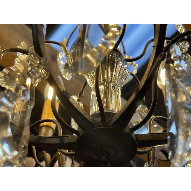 Early 20th Century Six-Light Chandelier in Bronze and Cut Crystal For Sale - Image 14 of 16
