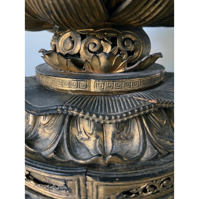 Japanese Antique Gilt Wood Amitabha Buddha on Loctus Throne Statue For Sale - Image 15 of 17