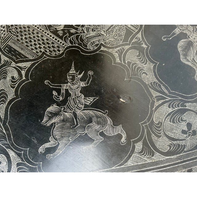 Antique Burmese Black Laquer Octagonal Table For Sale In Providence - Image 6 of 12