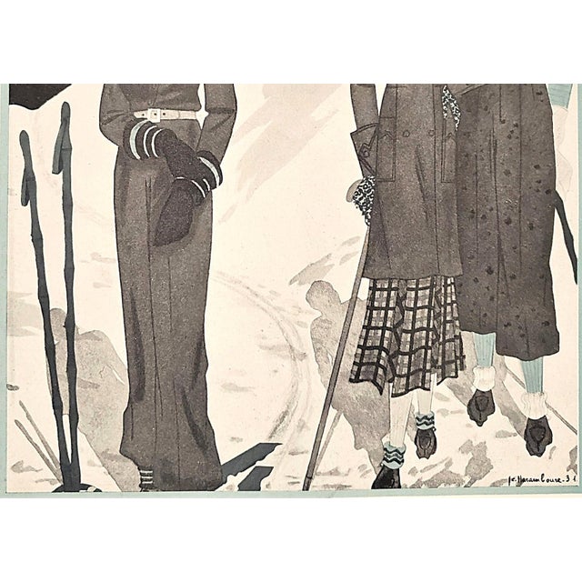 Contemporary 1931 Art Deco French Ski Print, Matted For Sale - Image 3 of 3
