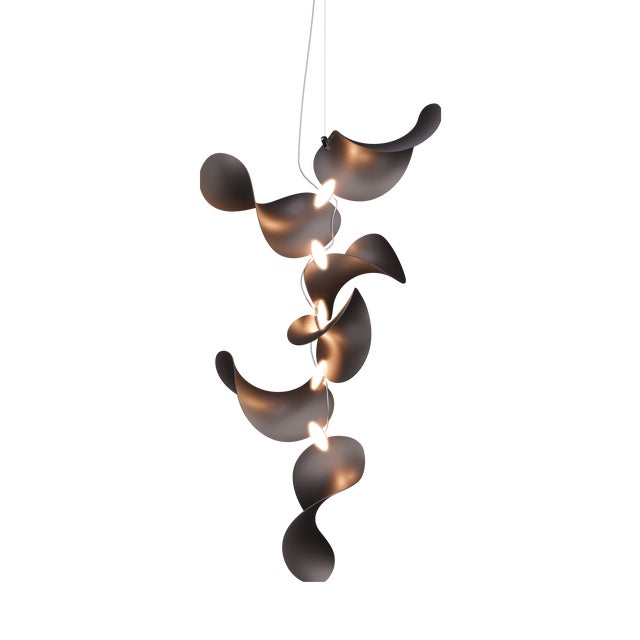 Dune 6 Vertical Cluster Pendant Light with Shades in Dark Bronze Metallic Tone by Daniel Becker for Moss Objects For Sale