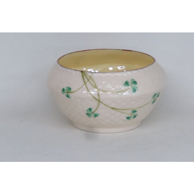 Belleek Ireland Porcelain Shamrock Pattern Cream Yellow Luster Sugar Bowl 4685b For Sale - Image 14 of 14