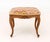 Louis XV Style Flame Stitch Upholstered Stool, with shell carving and four cabriole legs, paper label to underside. 17" H...