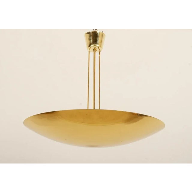 Brass dome lamp by J.T. Kalmar from the 1970s. Fitted with six E27 polcelain sockets and up to 100watts each. Excellent...