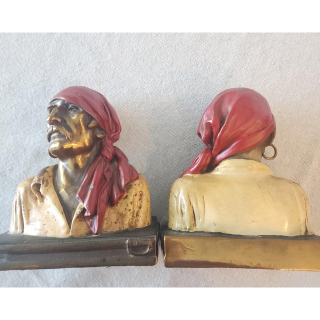 American Paul Herzel Buccaneer Pirate Bronze Bookends Circa 1937 For Sale - Image 3 of 5