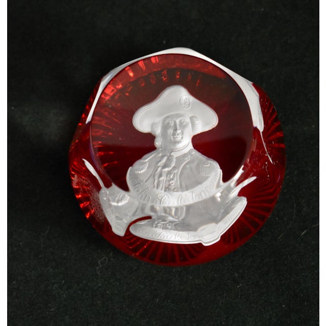 1970s Cristal D’Albret Crystal Paperweight Vintage John Paul Jones Cameo France For Sale - Image 5 of 12