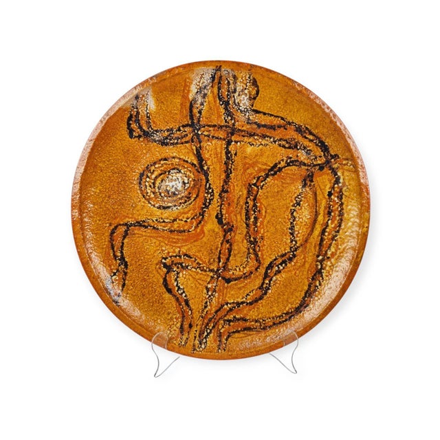 Large Vintage Glazed Ceramic Wall Plate with Abstract Motif, 1960s For Sale - Image 14 of 14