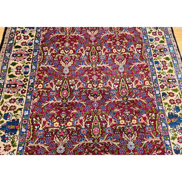 Raspberry Red Vintage Persian Tabriz Area Rug, Handwoven All Over Tree of Life Pattern, Red & Yellow, 5’ X 7’ For Sale - Image 8 of 12