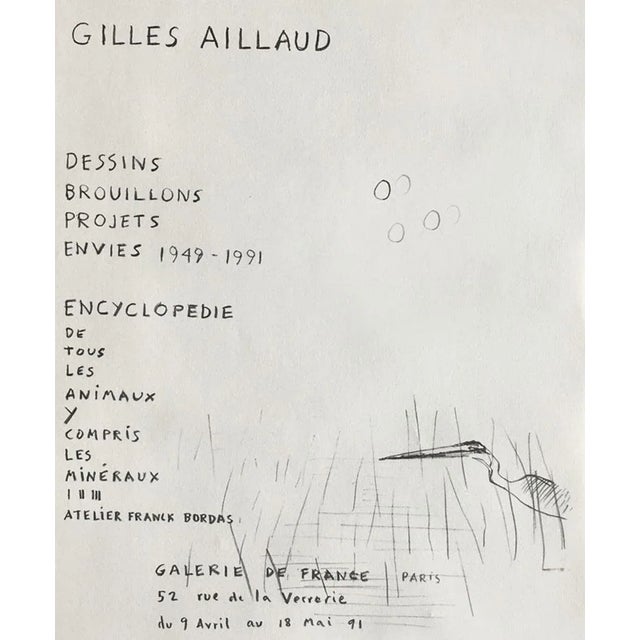 Gilles AILLAUD Exhibition - GALERIE DE FRANCE 1991 original lithograph poster on light wove paper unsigned and not...