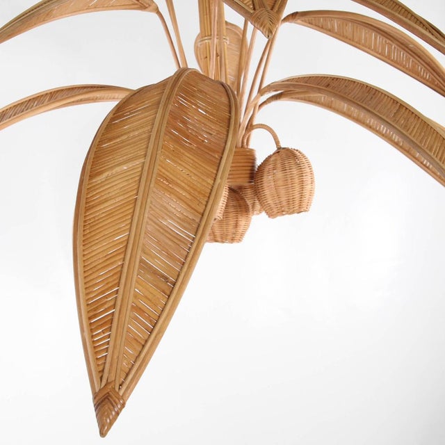 Large Palm Tree Rattan Chandelier For Sale - Image 17 of 18