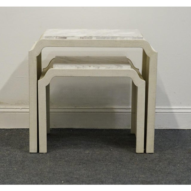 Hooker Furniture Hooker Furniture Off White Coastal Contemporary 26" Granite Top Nesting Tables For Sale - Image 4 of 9