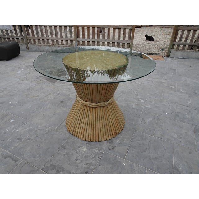MC Guire Bamboo Rattan and Glass Dining Table, 1970s For Sale - Image 6 of 17