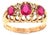 18 Karat Yellow Gold Three-Stone Ruby Ring Band With Diamond Accents For Sale