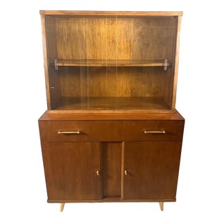 1960s Restored Mid Century Modern Walnut China Cabinet by Craddock Furniture For Sale